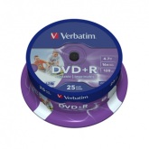 VERBATIM 16X DVD+R 4 7GB ADVANCED AZO PRINTABLE 25|L CAKEBOX